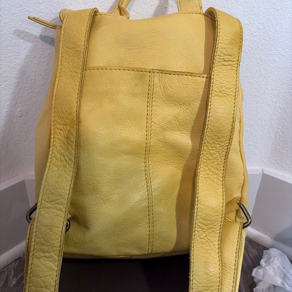 American Leather Co Yellow Leather Mini Backpack Flap Top - Picture 4 of 5